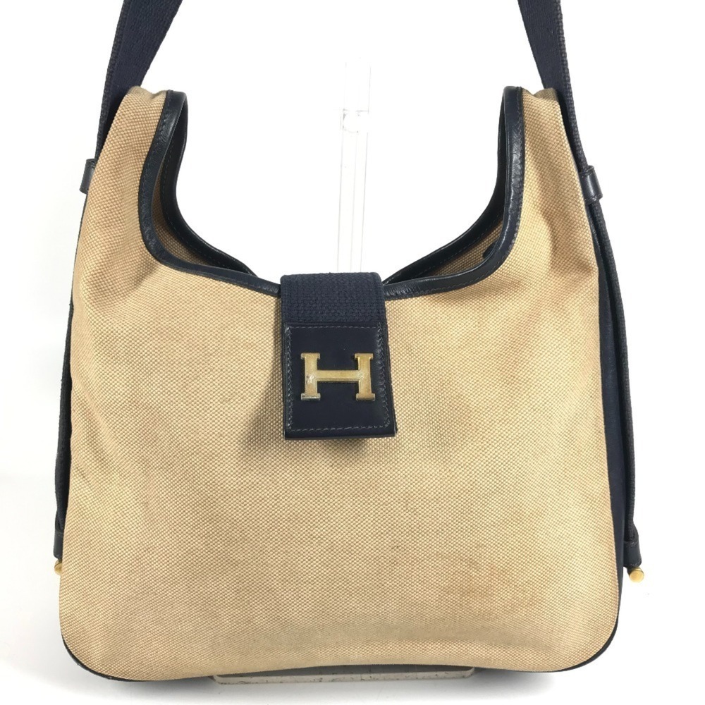 HERMES Vintage Sacoche Bag, Shoulder Handbag with Pouch, Leather, Canvas, Men... - Picture 2 of 16